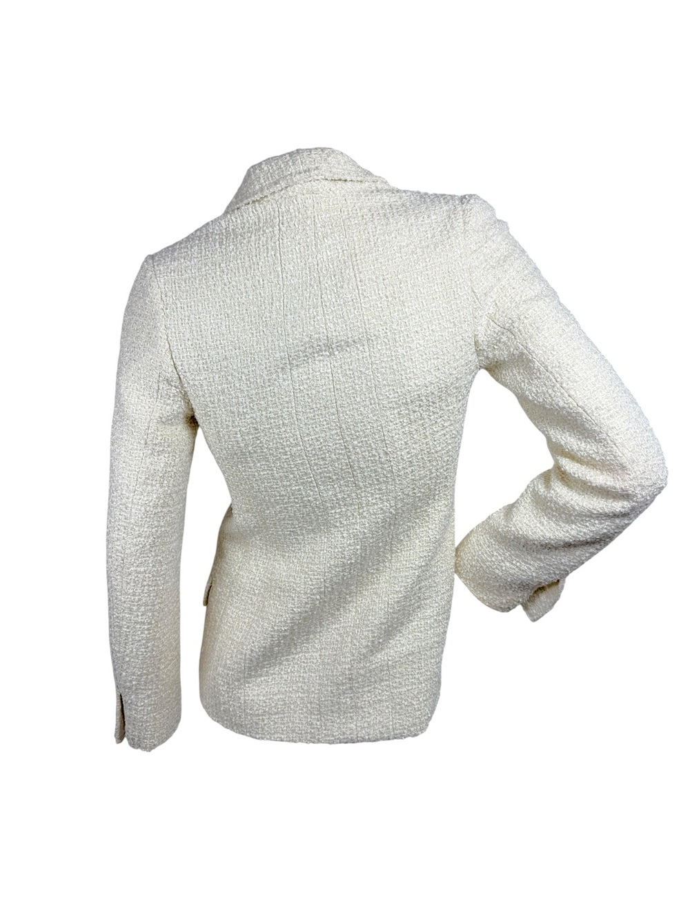 Vintage Chanel Boutique Ivory Boucl Blazer Cc Buttons View 4